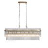 Candelabru oval modern metal auriu, tije din sticla Lara