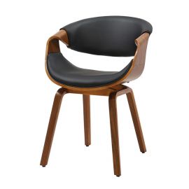 Scaun retro imitatie piele neagra, lemn furniruit ORGANIC