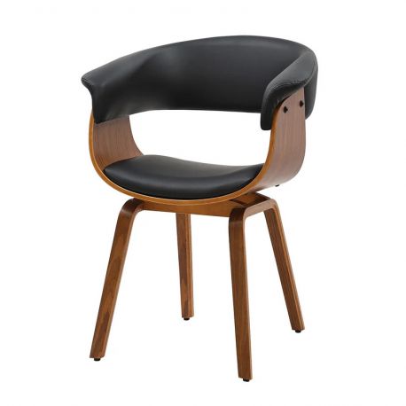Scaune - Scaun retro imitatie piele neagra, lemn furniruit ORGANIC