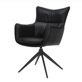 Seturi scaune, HoReCa - Set de 2 scaune pivotante VOGUE piele sintetica neagra