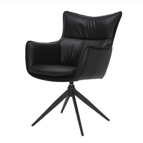 Seturi scaune, HoReCa - Set de 2 scaune pivotante VOGUE piele sintetica neagra