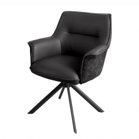 Seturi scaune, HoReCa - Set 2 scaune Pivotante, Piele Naturala LE GRAND negru
