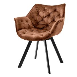 Seturi scaune, HoReCa - Set de 2 scaune pivotante The Dutch Comfort, catifea maro ruginiu