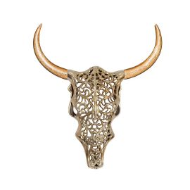 Decoratiuni perete - Decoratiune murala cap de taur auriu cu coarne EXOTIC BULL 60cm
