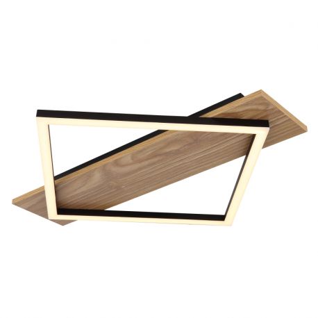 Plafoniere - Plafoniera LED metal negru, MDF aspect de lemn BEATRIX I