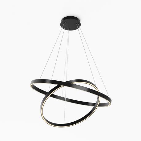 Pendule, Lustre suspendate - Lustra suspendata LED 2 inele negre Rim