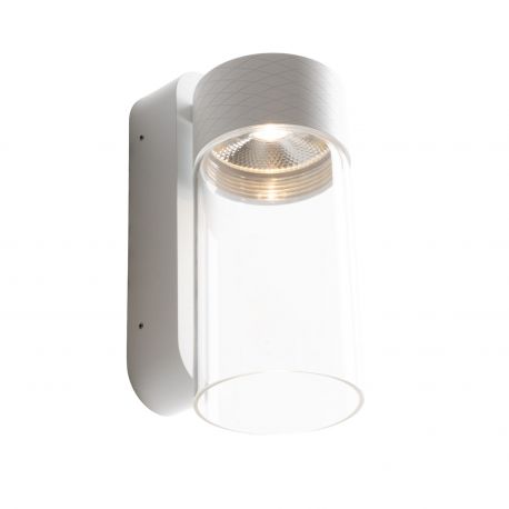 Aplice, corpuri de iluminat pentru pereti - Aplica de perete LED metal alb si sticla Fusion