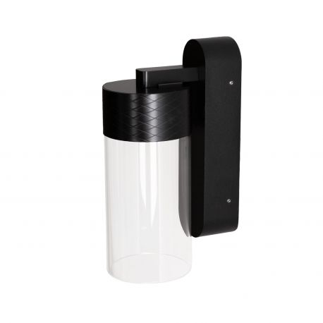 Aplice, corpuri de iluminat pentru pereti - Aplica de perete LED metal negru si sticla Fusion