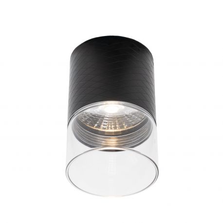 Plafoniere cu spoturi, Spoturi aplicate - Plafoniera, Spot LED metal negru si sticla Fusion