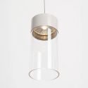 Pendul LED metal gri si sticla Fusion