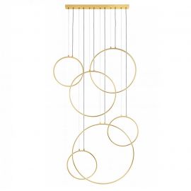Pendule, Lustre suspendate - Lustra cu 6 inele LED suspendate Ring XXL auriu