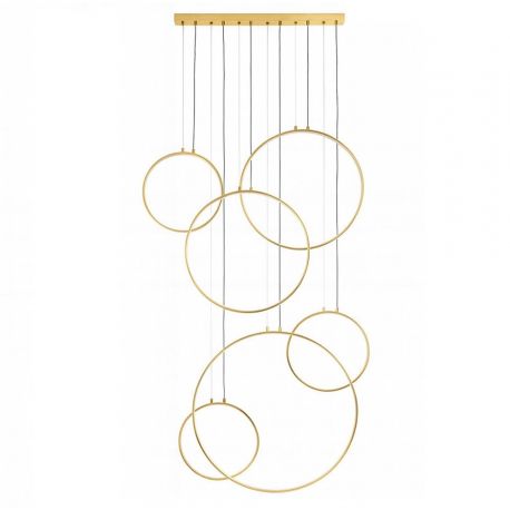 Pendule, Lustre suspendate - Lustra cu 6 inele LED suspendate Ring XXL auriu