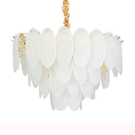 Candelabre, Lustre - Lustra suspendata metal auriu si sticla CLARA 80