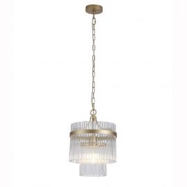 Pendule, Lustre suspendate - Lustra moderna metal auriu, tije din sticla Lara