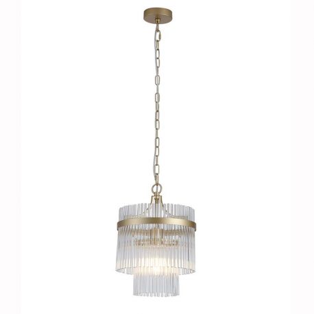 Pendule, Lustre suspendate - Lustra moderna metal auriu, tije din sticla Lara