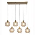 Lustra cu 6 pendule metal auriu, sticla champanie Radiance