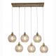 Pendule, Lustre suspendate - Lustra cu 6 pendule metal auriu, sticla champanie Radiance