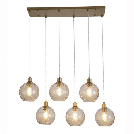 Pendule, Lustre suspendate - Lustra cu 6 pendule metal auriu, sticla champanie Radiance