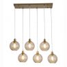 Lustra cu 6 pendule metal auriu, sticla champanie Radiance