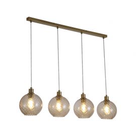 Lustra cu 4 pendule metal auriu, sticla champanie Radiance