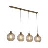 Lustra cu 4 pendule metal auriu, sticla champanie Radiance