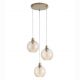 Lustra cu 3 pendule metal auriu, sticla champanie Radiance