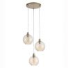 Lustra cu 3 pendule metal auriu, sticla champanie Radiance