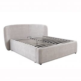 Paturi - Pat ART DECO 180x200cm greige boucle cu spatiu de depozitare