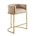 Scaun de bar ELEGANCE catifea bej, otel inoxidabil auriu