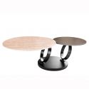 Masuta de cafea moderna cu doua blaturi rotative din ceramica DANCING RINGS 80-135cm