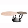 Masuta de cafea moderna cu doua blaturi rotative din ceramica DANCING RINGS 80-135cm