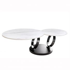 Masute Living - Masuta de cafea moderna cu doua blaturi rotative din ceramica DANCING RINGS 80-135cm