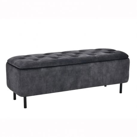Banchete-Tabureti - Bancheta cu spatiu de depozitare Catifea Gri, EN VOGUE 120cm