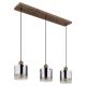 Lustra cu 3 pendule MDF si sticla fumurie UNDERWOOD