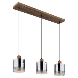 Lustra cu 3 pendule MDF si sticla fumurie UNDERWOOD