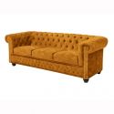 Canapea clasica stil englezesc Chesterfield 3 locuri, galben mustar