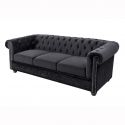 Canapea clasica stil englezesc Chesterfield 3 locuri, catifea neagra