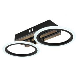 Plafoniera LED CCT BLEVINS riflaj MDF cu efect de lemn