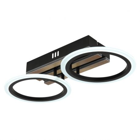 Plafoniere - Plafoniera LED CCT BLEVINS riflaj MDF cu efect de lemn