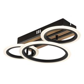 Plafoniera LED CCT BLEVINS riflaj MDF cu efect de lemn