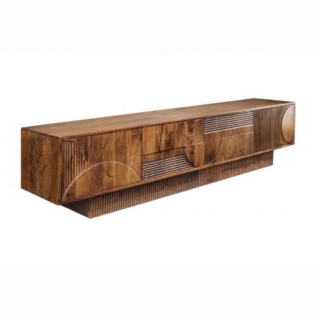 Comode - Comoda TV cu model optic 3D, Lemn mahon maro, ART DECO 200cm