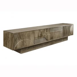 Comoda TV cu model optic 3D, Lemn mahon gri, ART DECO 200cm