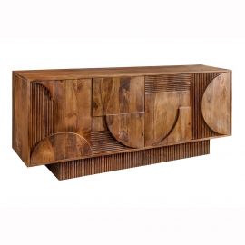 Comode - Comoda TV cu model optic 3D, Lemn mahon maro, ART DECO 170cm