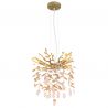 Candelabru metal auriu mat, cristale de sticla QUEENA