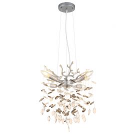 Candelabru metal argintiu mat, cristale de sticla QUEENA