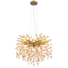 Pendule, Lustre suspendate - Lustra suspendata metal auriu mat, cristale de sticla QUEENA