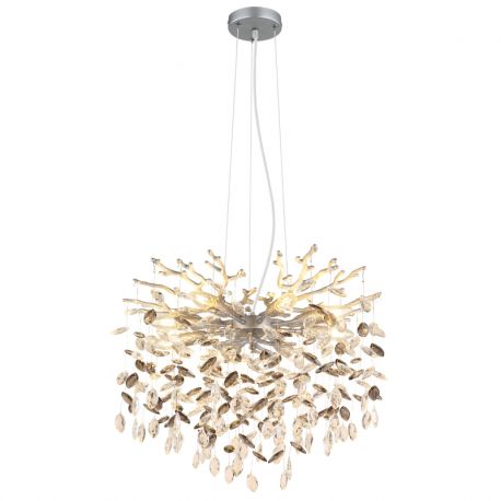 Pendule, Lustre suspendate - Lustra suspendata metal argintiu mat, cristale de sticla QUEENA