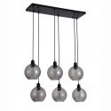 Lustra cu 6 pendule metal negru, sticla fumurie Radiance