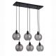 Lustra cu 6 pendule metal negru, sticla fumurie Radiance