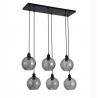 Lustra cu 6 pendule metal negru, sticla fumurie Radiance